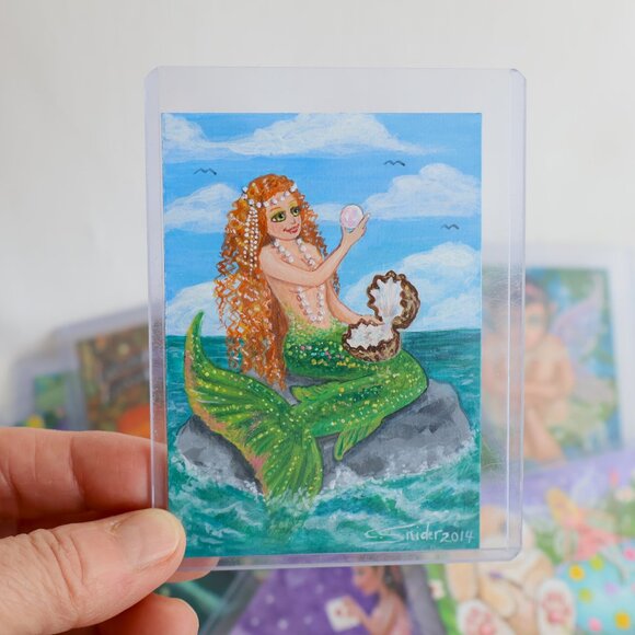 Miniature Art - ACEO - Fairy Art - Cute Animal Art - Art Cards for Trading - Picture 12 of 13